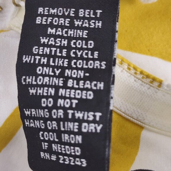 New York & Company Yellow White Leaf Print Cotton Blend Fit & Flare Dress Sz 12 - Picture 11 of 11